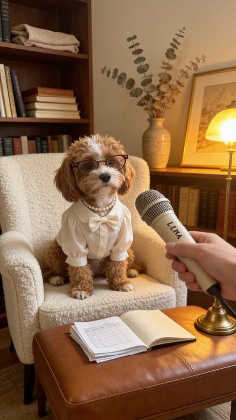 Luna in a bouclé blazer at a desk of papers — The Budget