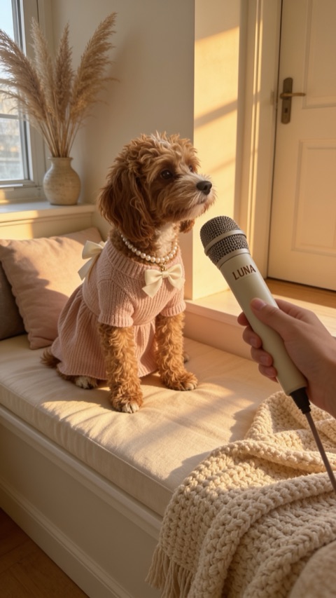 Luna in a blush knit dress by the window — Twenty Minutes